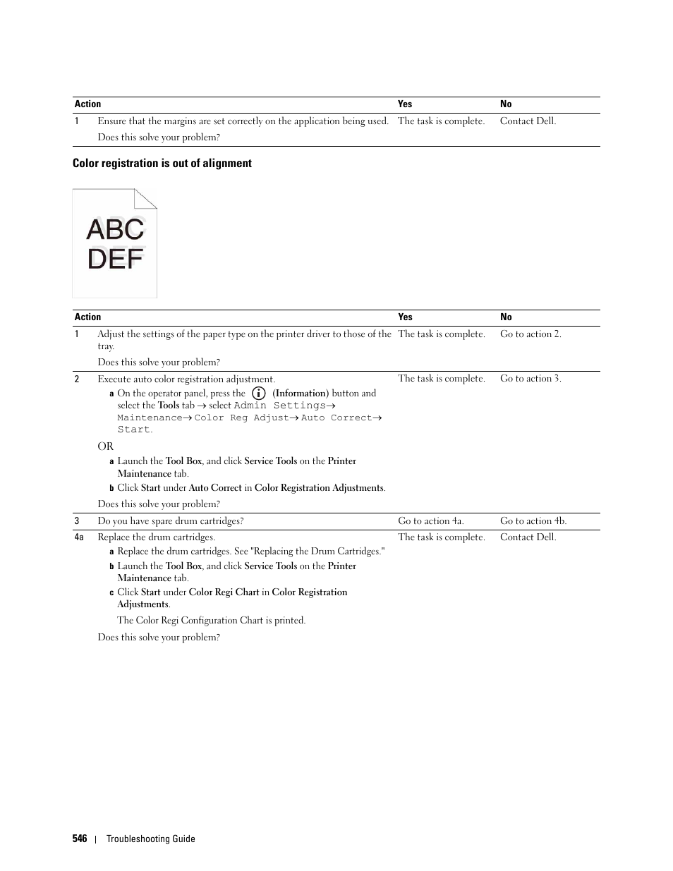 Color registration is out of alignment | Dell C3765dnf Color Laser Printer User Manual | Page 548 / 578