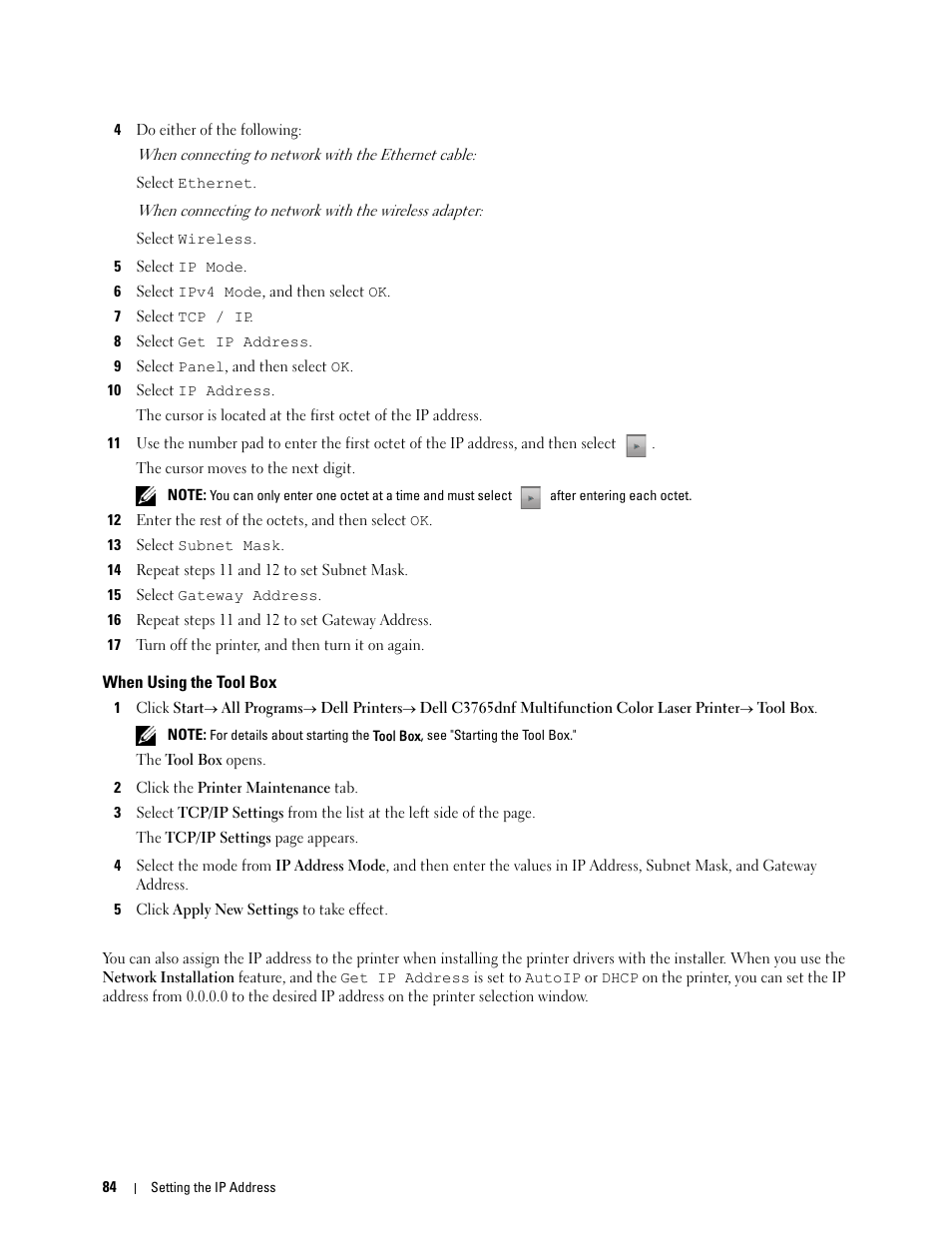 When using the tool box | Dell C3765dnf Color Laser Printer User Manual | Page 86 / 578