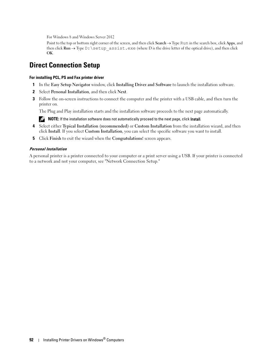 Direct connection setup | Dell C3765dnf Color Laser Printer User Manual | Page 94 / 578