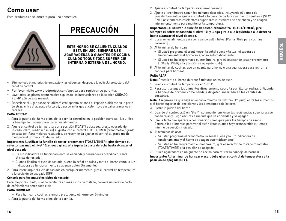 Precaución, Como usar | Black & Decker TRO964 User Manual | Page 8 / 13