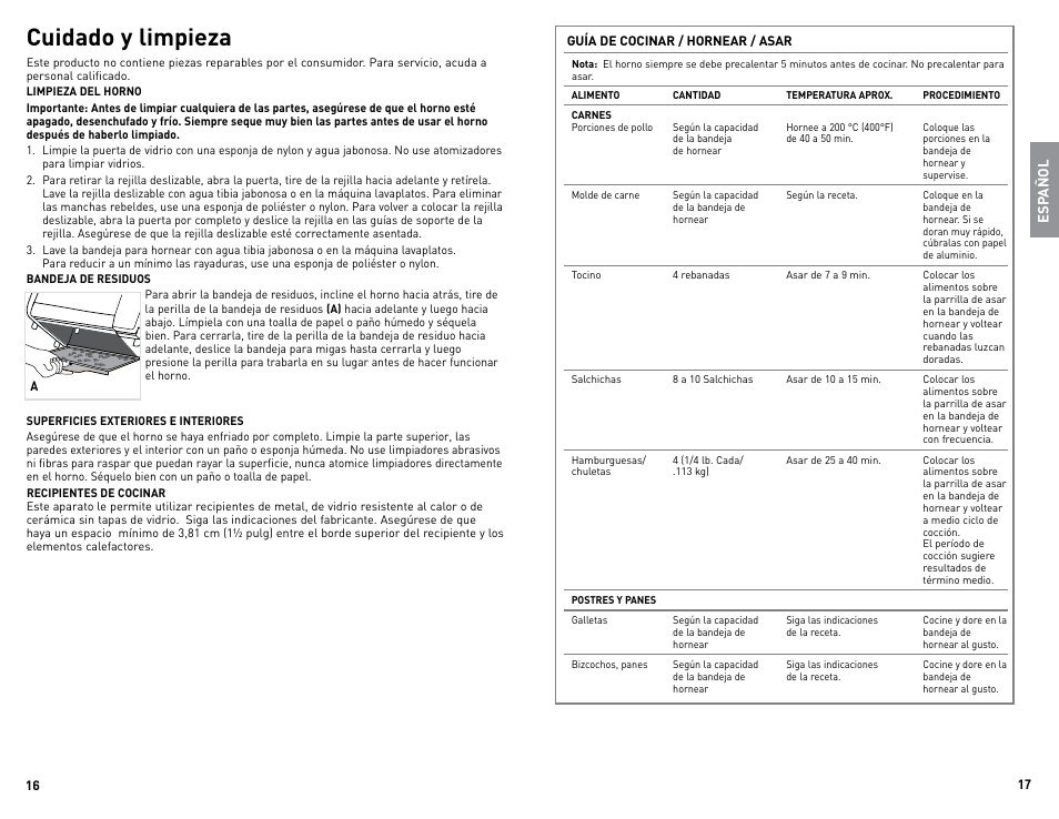 Cuidado y limpieza | Black & Decker TRO964 User Manual | Page 9 / 13