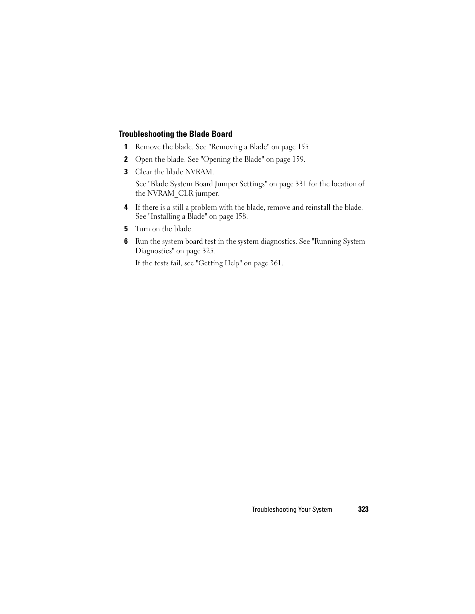 Troubleshooting the blade board | Dell PowerEdge M710HD User Manual | Page 323 / 368