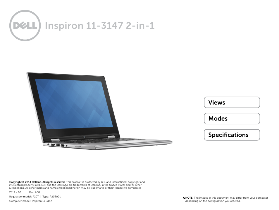 Dell Inspiron 11 (3147, Mid 2014) User Manual | 23 pages