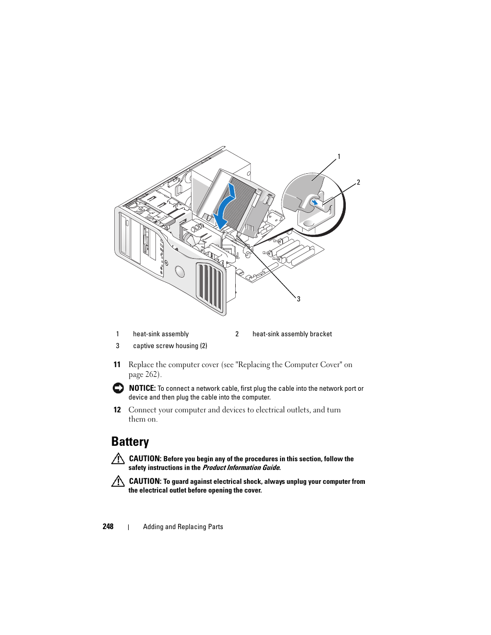 Battery | Dell Precision T3400 (Late 2007) User Manual | Page 248 / 290