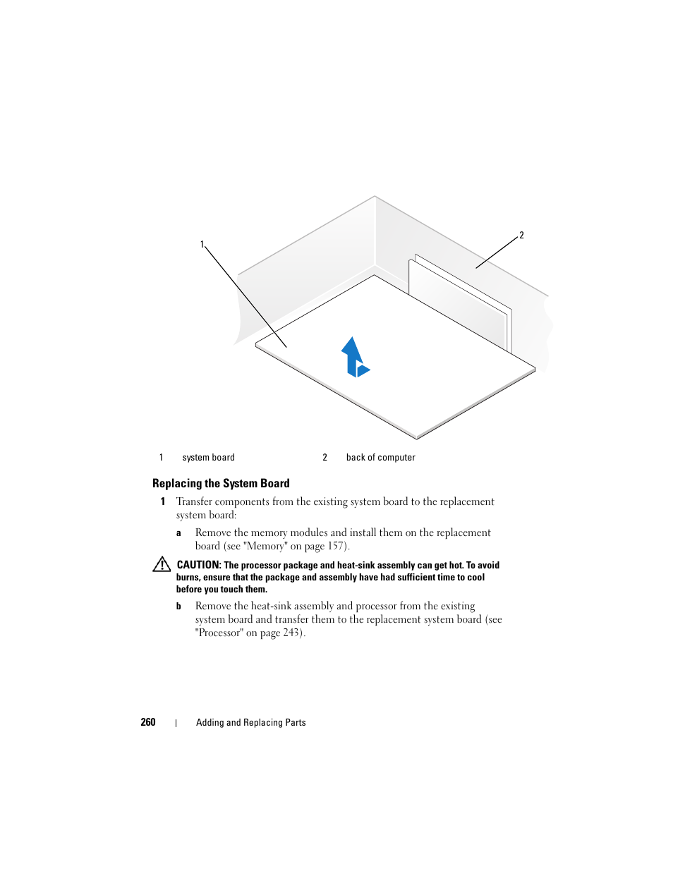 Replacing the system board | Dell Precision T3400 (Late 2007) User Manual | Page 260 / 290