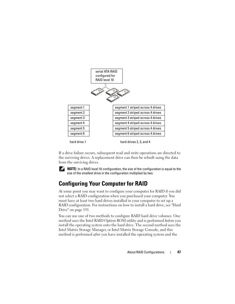 Configuring your computer for raid | Dell Precision T3400 (Late 2007) User Manual | Page 47 / 290