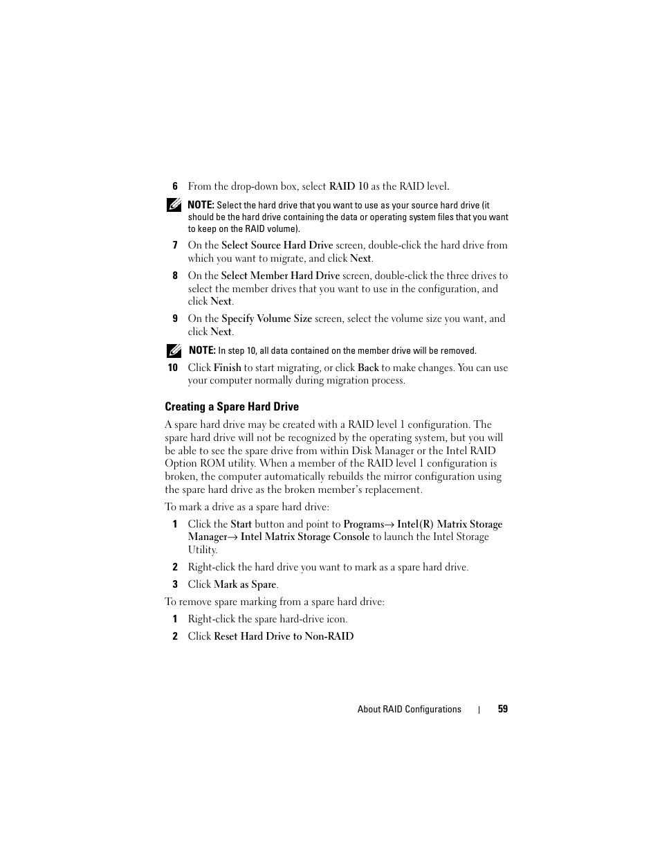 Creating a spare hard drive | Dell Precision T3400 (Late 2007) User Manual | Page 59 / 290