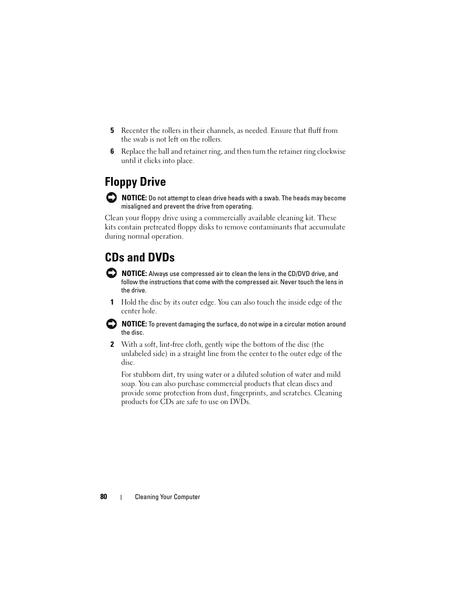 Floppy drive, Cds and dvds | Dell Precision T3400 (Late 2007) User Manual | Page 80 / 290