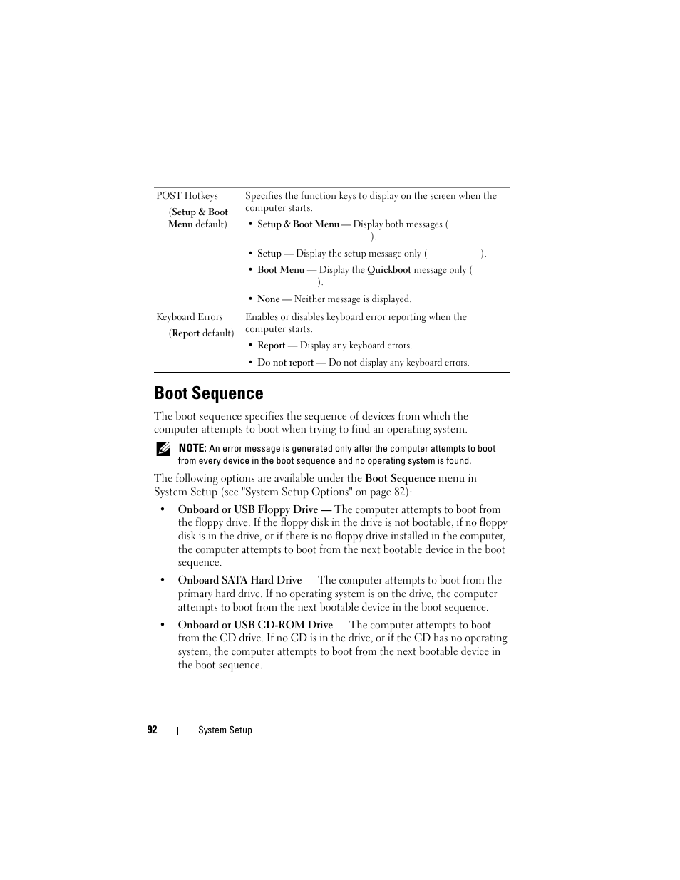 Boot sequence | Dell Precision T3400 (Late 2007) User Manual | Page 92 / 290