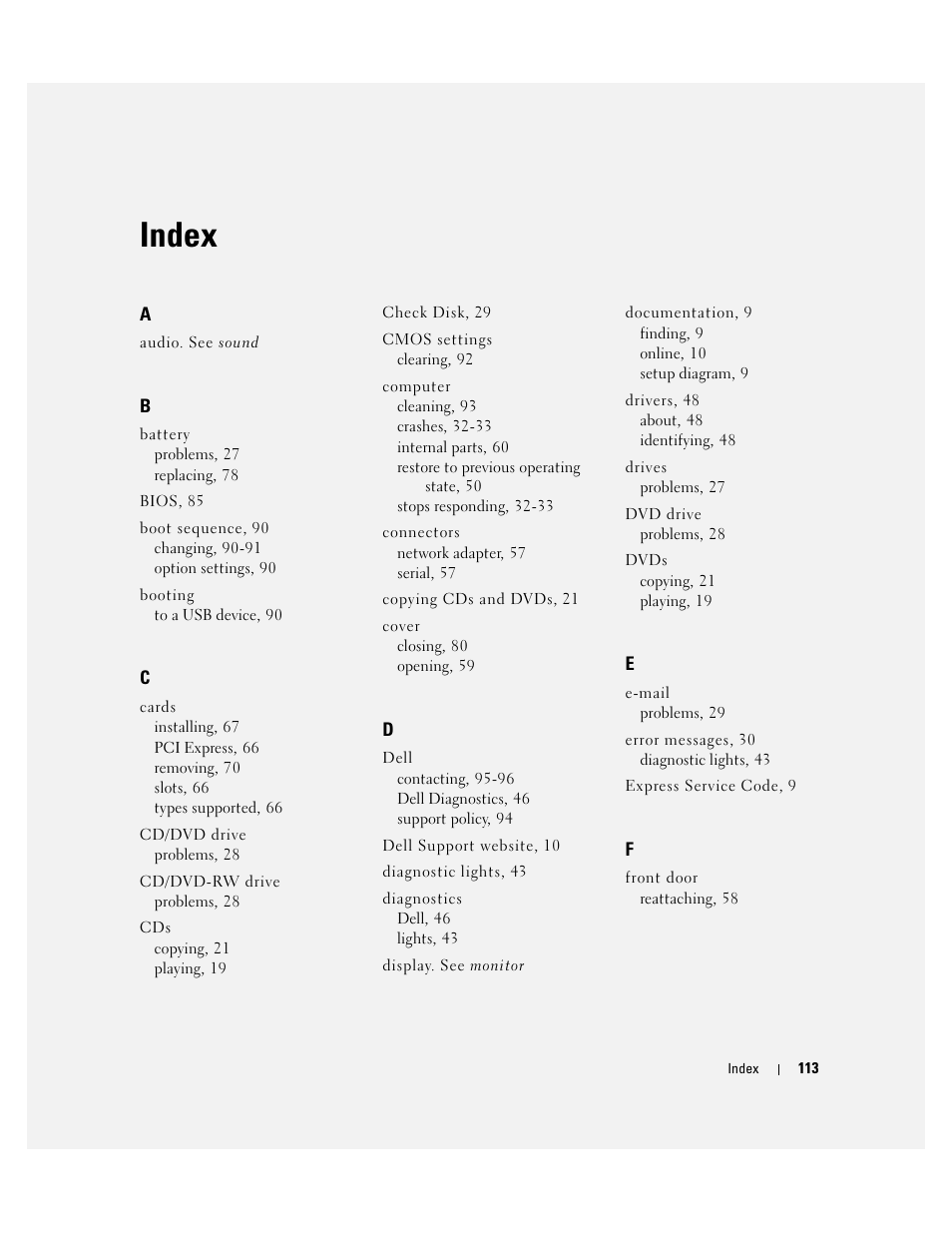 Index | Dell Dimension 4700C User Manual | Page 113 / 116