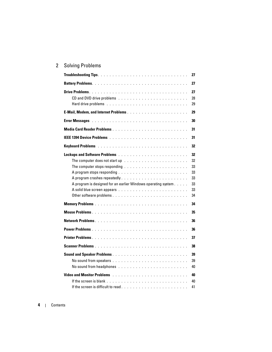 2solving problems | Dell Dimension 4700C User Manual | Page 4 / 116