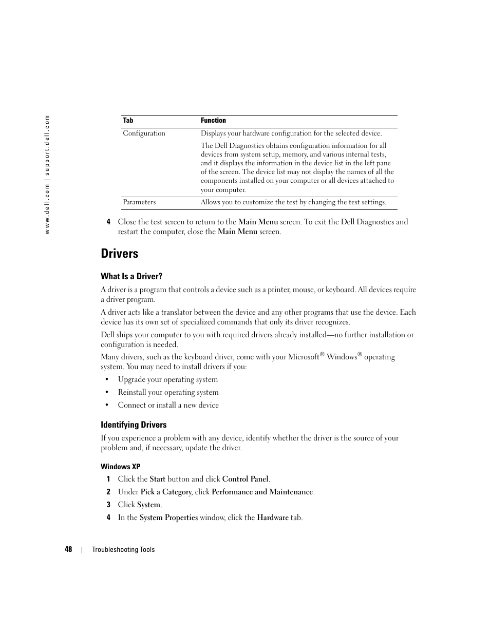 Drivers, What is a driver, Identifying drivers | Dell Dimension 4700C User Manual | Page 48 / 116
