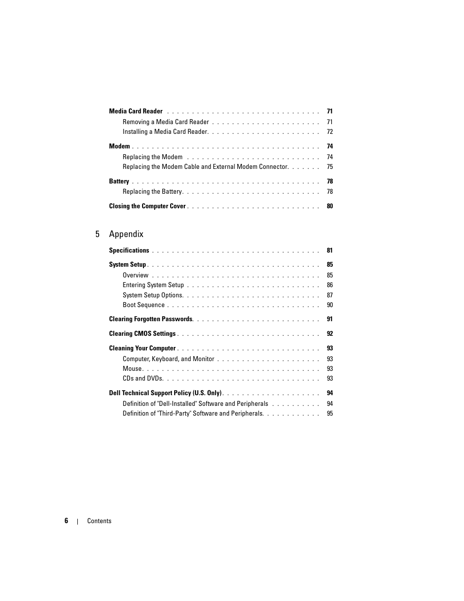 5appendix | Dell Dimension 4700C User Manual | Page 6 / 116