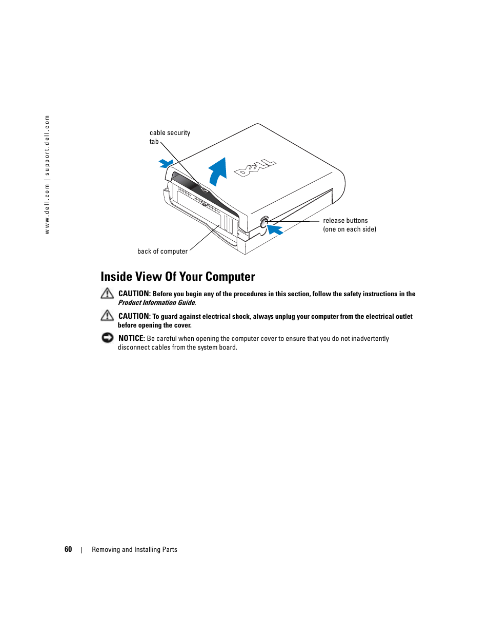 Inside view of your computer | Dell Dimension 4700C User Manual | Page 60 / 116