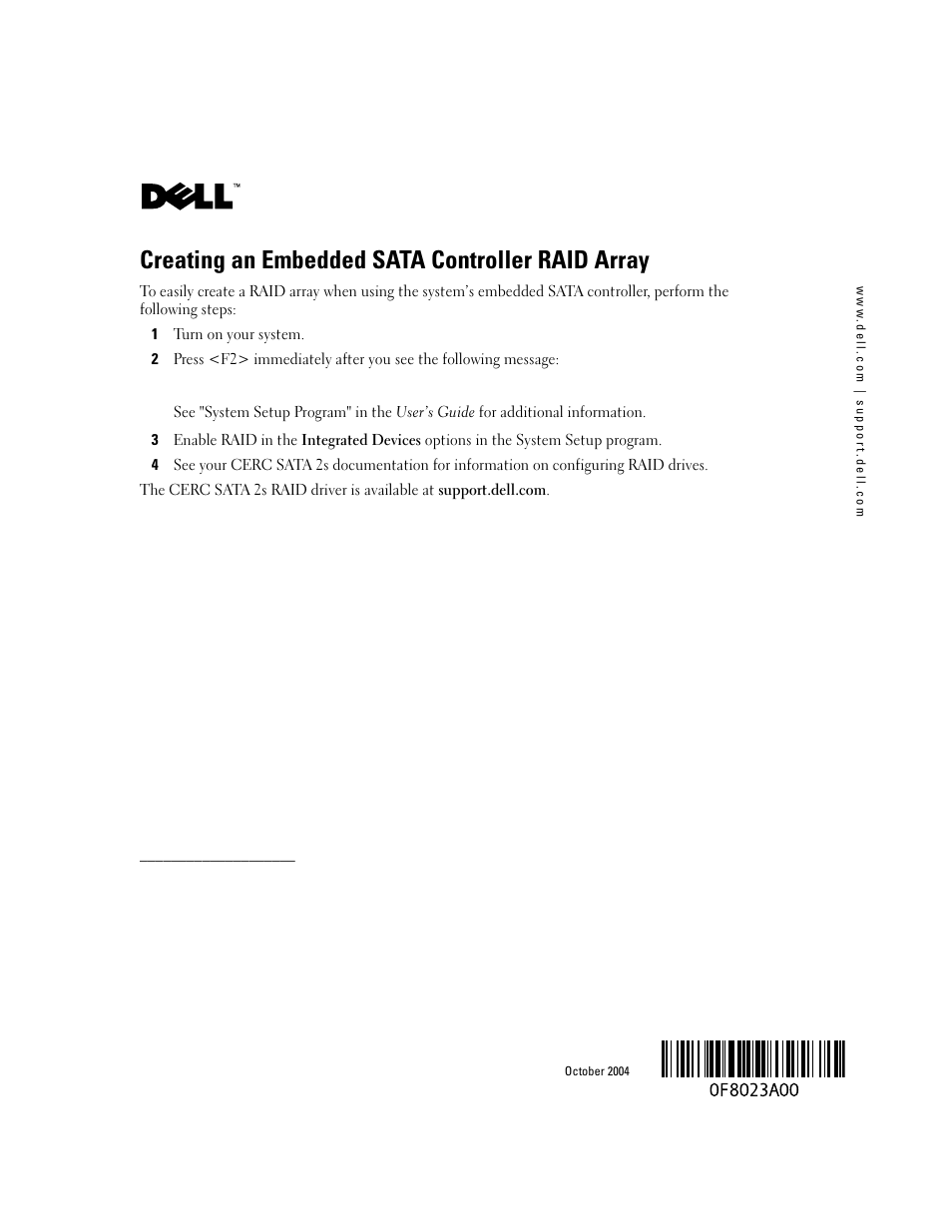 Dell PowerEdge SC1425 User Manual | 1 page