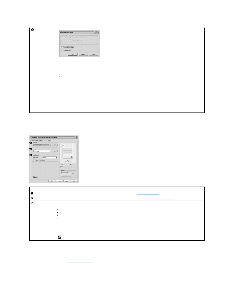 Extras tab, About tab, Printer tab | Dell 1110 Laser Mono Printer User Manual | Page 23 / 47