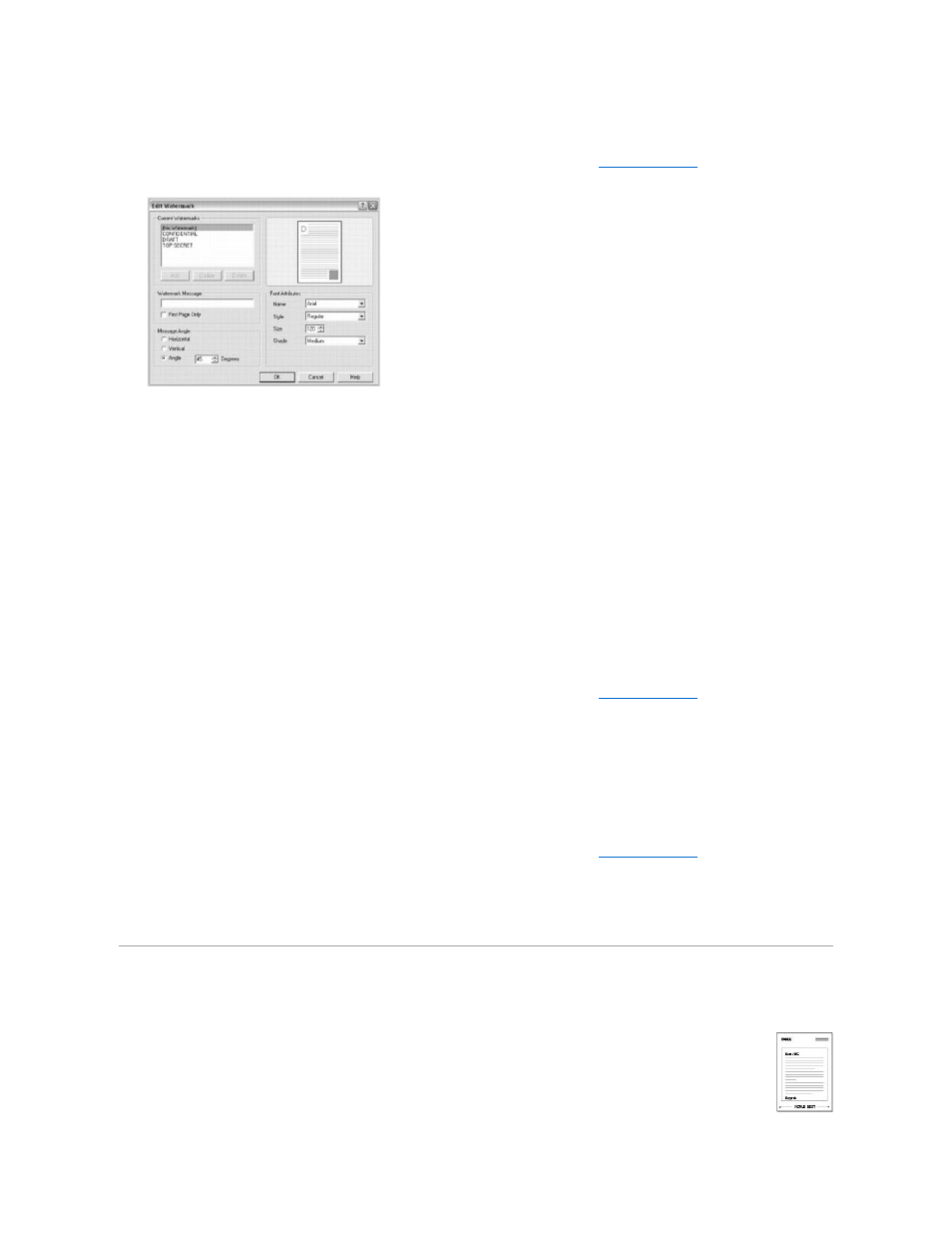 Using overlays, Creating a watermark, Editing a watermark | Deleting a watermark, What is an overlay | Dell 1110 Laser Mono Printer User Manual | Page 29 / 47