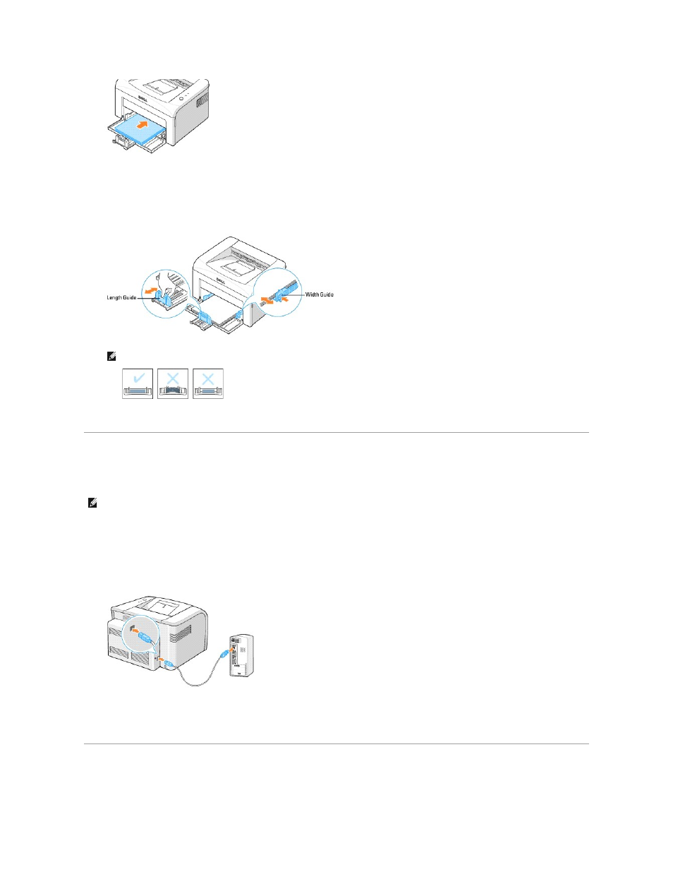 Connecting a printer cable, Powering on the printer | Dell 1110 Laser Mono Printer User Manual | Page 5 / 47