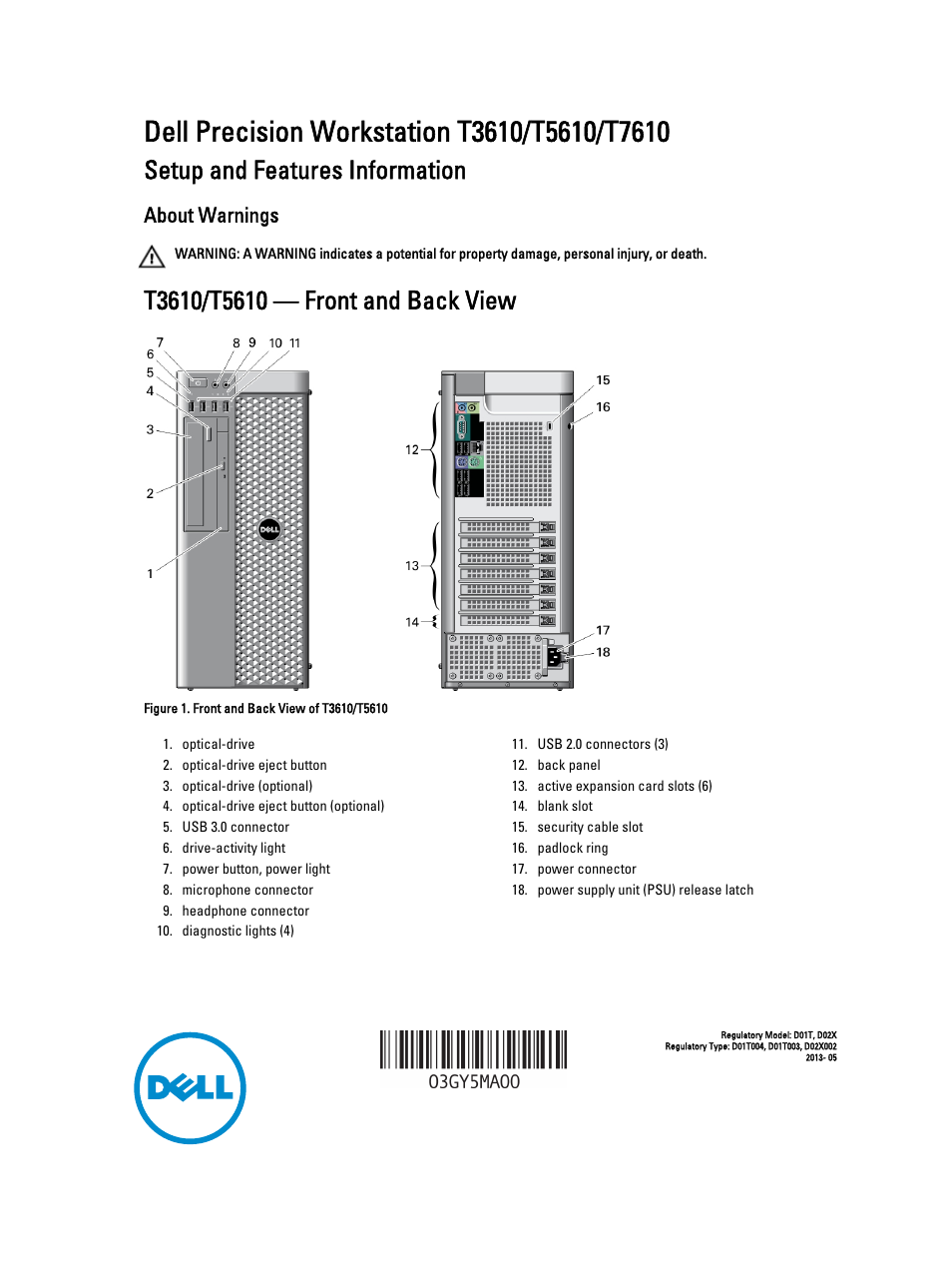 Dell Precision T5610 (Late 2013) User Manual | 6 pages