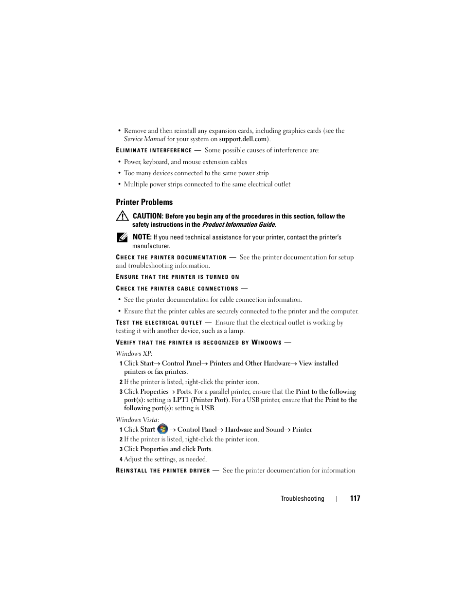Printer problems | Dell Latitude D530 (Early 2008) User Manual | Page 117 / 176