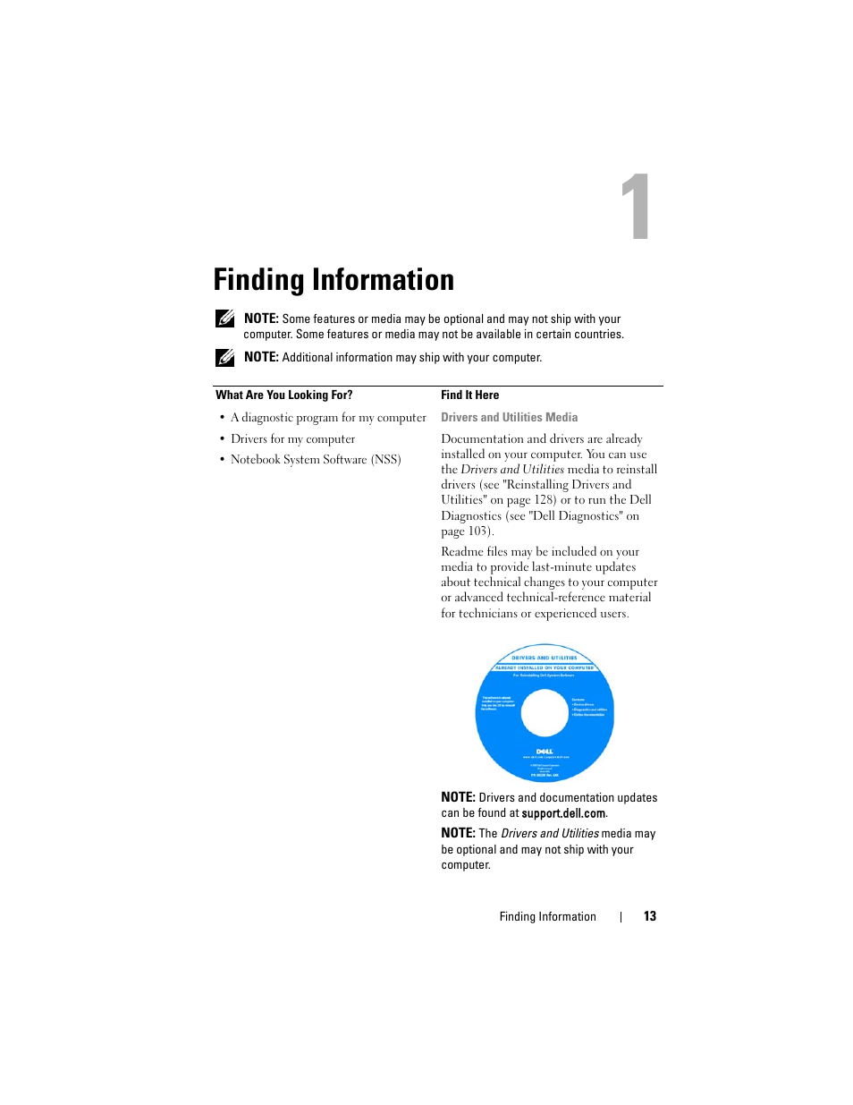 Finding information | Dell Latitude D530 (Early 2008) User Manual | Page 13 / 176