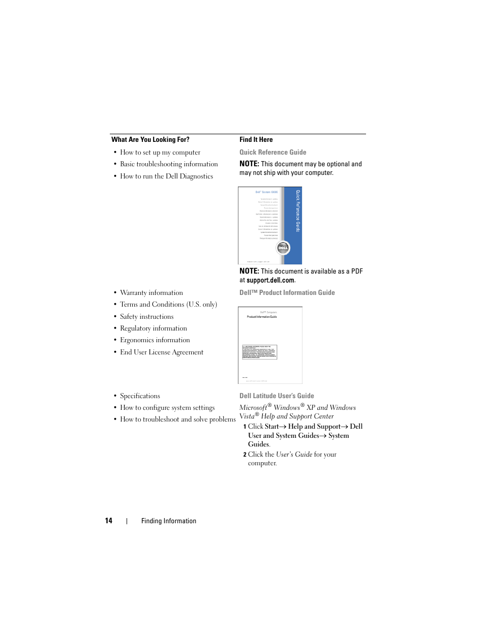Dell Latitude D530 (Early 2008) User Manual | Page 14 / 176
