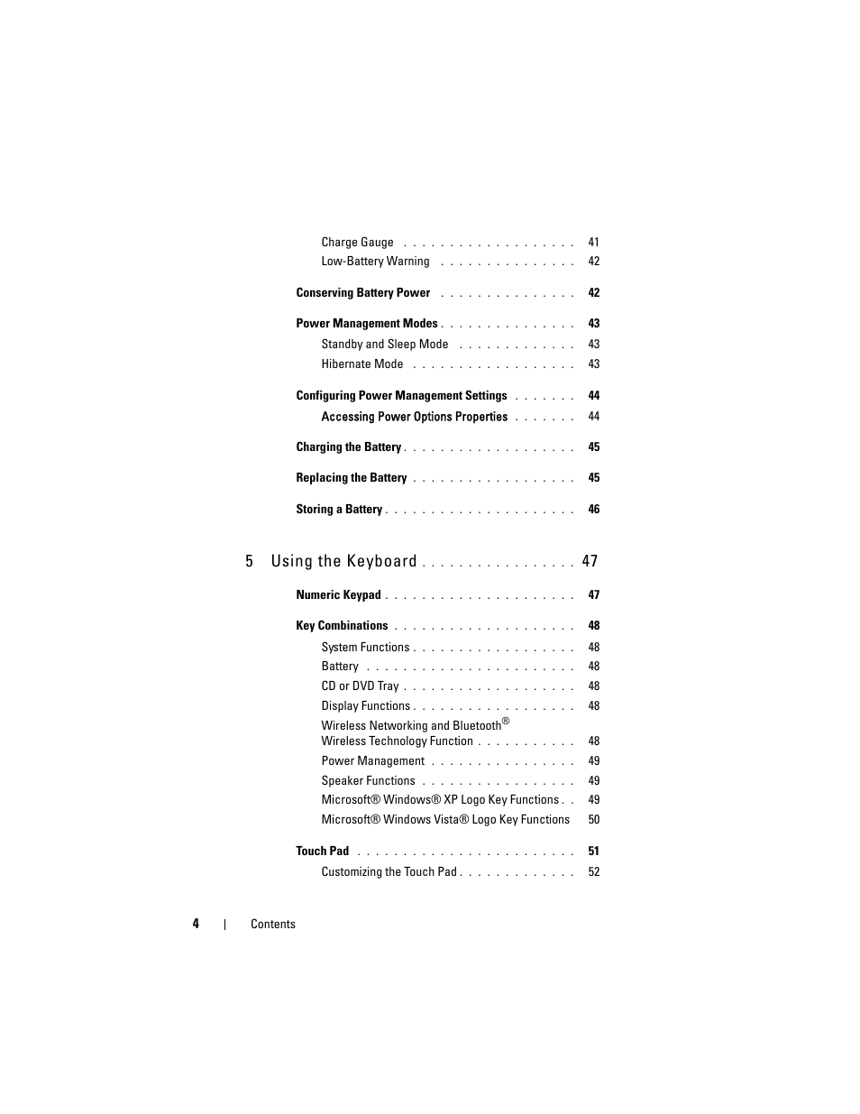 5 using the keyboard | Dell Latitude D530 (Early 2008) User Manual | Page 4 / 176