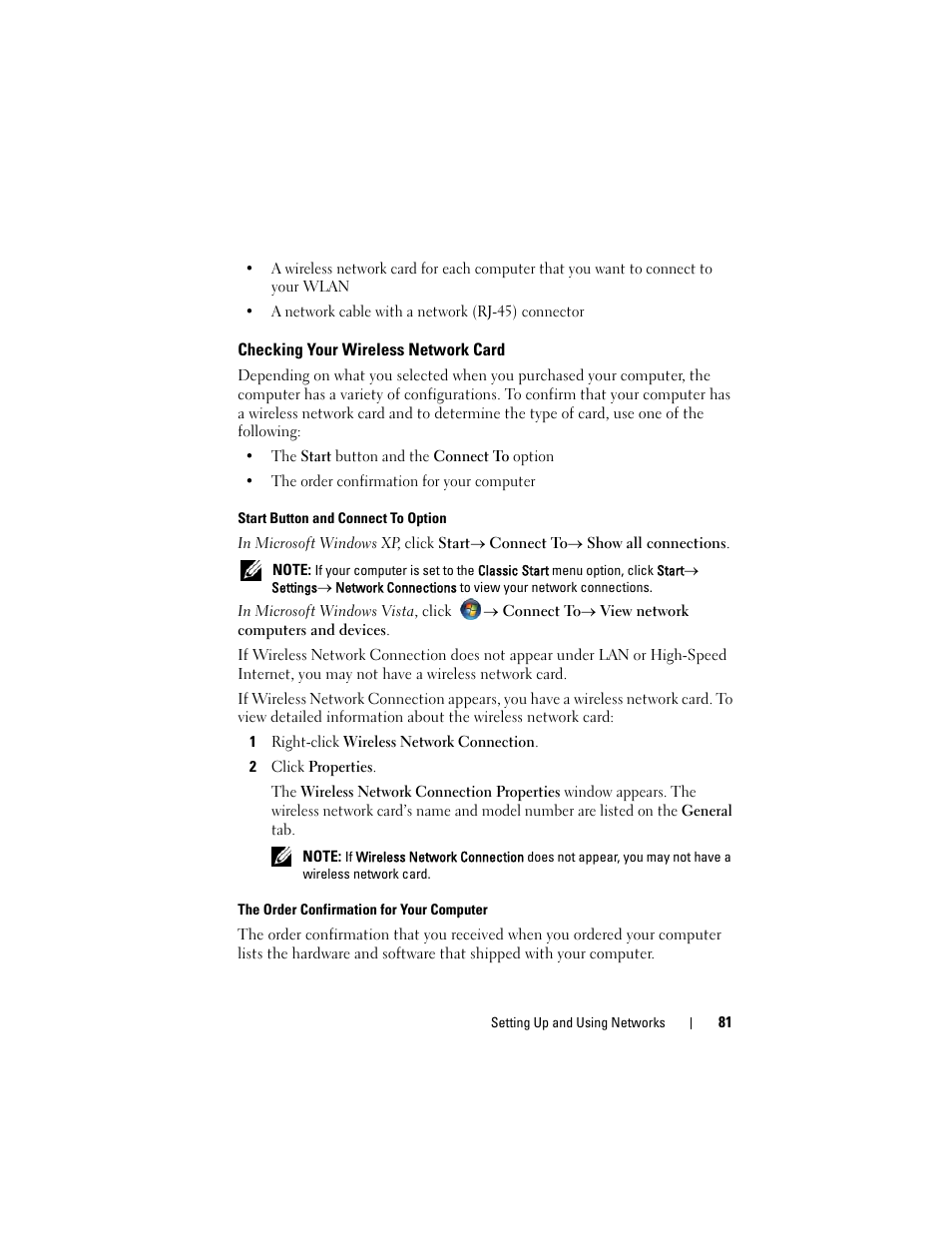 Checking your wireless network card | Dell Latitude D530 (Early 2008) User Manual | Page 81 / 176