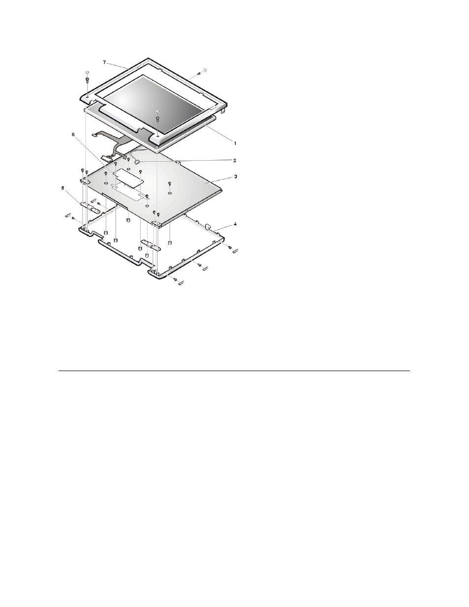 Exploded view of 15-inch sxga+ display assembly, Lcd panel (15-inch) sxga | Dell Inspiron 7500 User Manual | Page 112 / 165