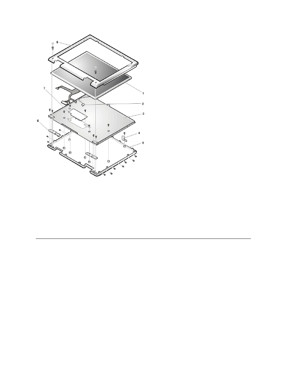 Exploded view of 15.4-inch sxga display assembly, Lcd panel (15.4-inch) sxga | Dell Inspiron 7500 User Manual | Page 113 / 165
