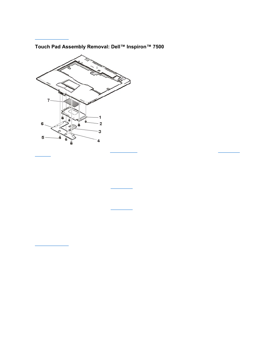 Touch pad assembly removal: dell™ inspiron™ 7500 | Dell Inspiron 7500 User Manual | Page 158 / 165