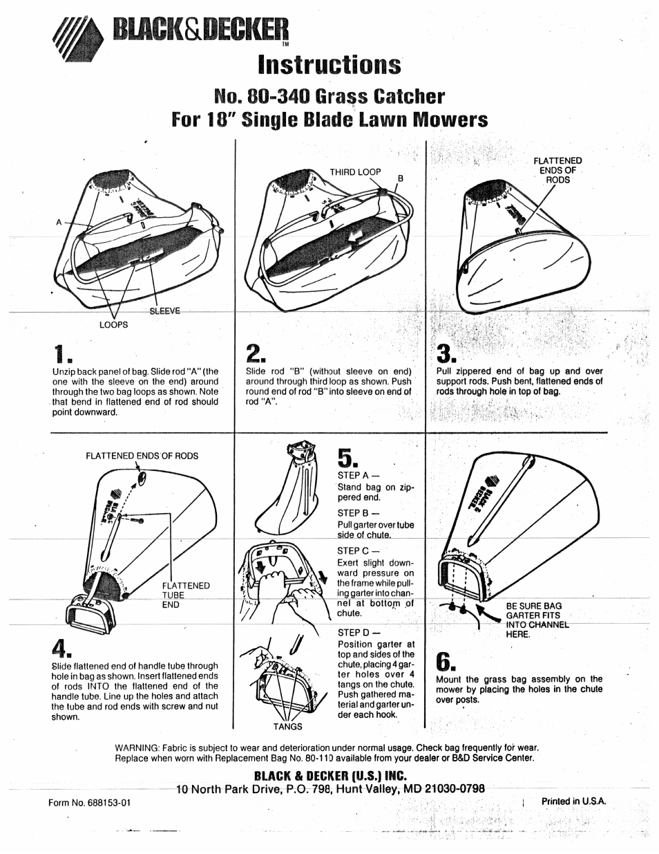 Black & Decker 80-340 User Manual | 1 page