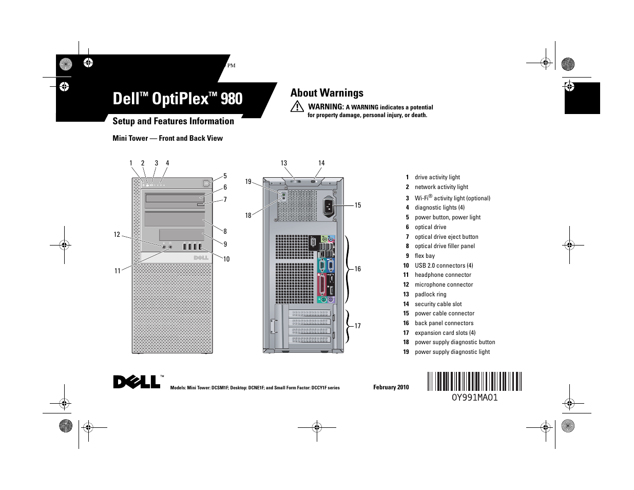 Dell OptiPlex 980 (Early 2010) User Manual | 8 pages