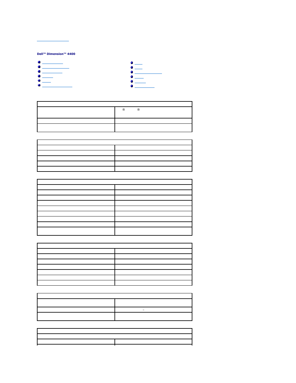 Technical specifications | Dell Dimension 4400 User Manual | Page 38 / 59