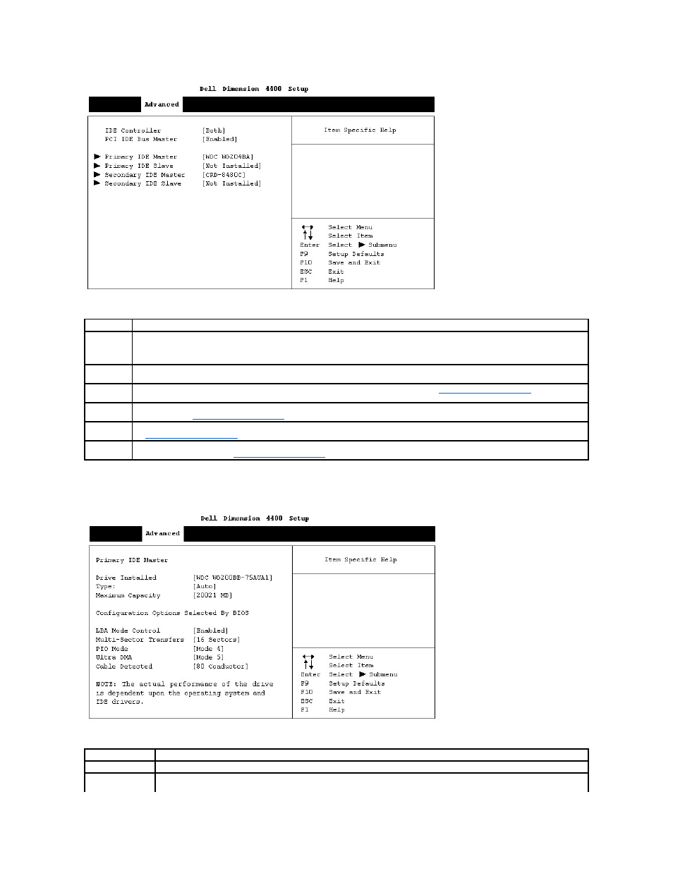 Primary ide master submenu | Dell Dimension 4400 User Manual | Page 45 / 59