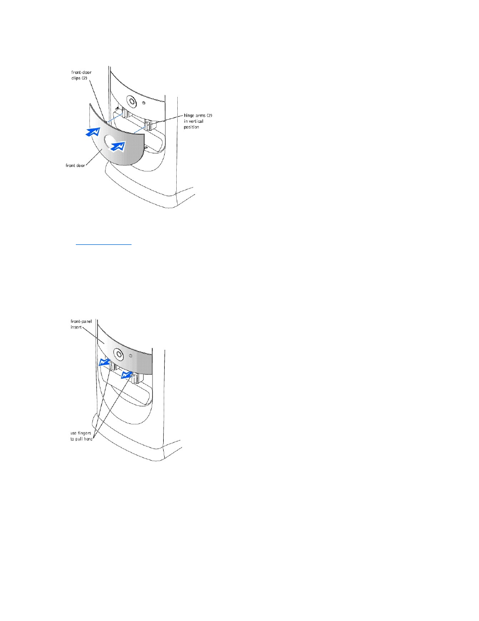 Reattaching the hinge arms | Dell Dimension 4400 User Manual | Page 8 / 59