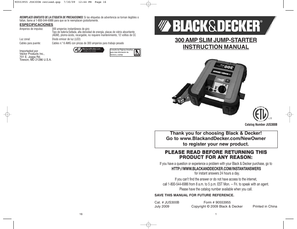 Black & Decker 90553955 User Manual | 8 pages