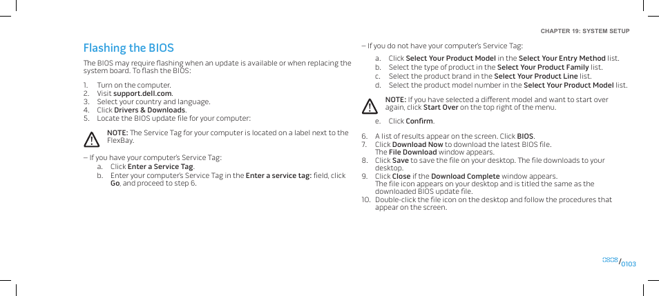 Flashing the bios | Dell Alienware Area-51 ALX (Late 2009) User Manual | Page 103 / 103