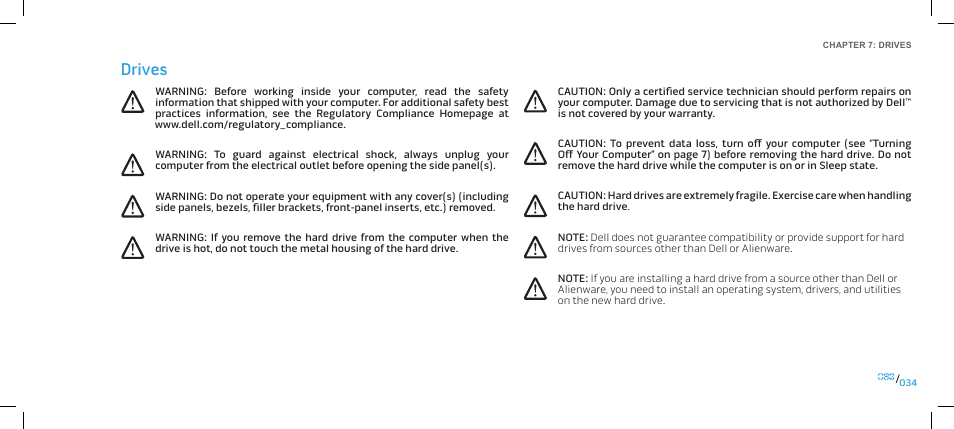 Drives | Dell Alienware Area-51 ALX (Late 2009) User Manual | Page 34 / 103