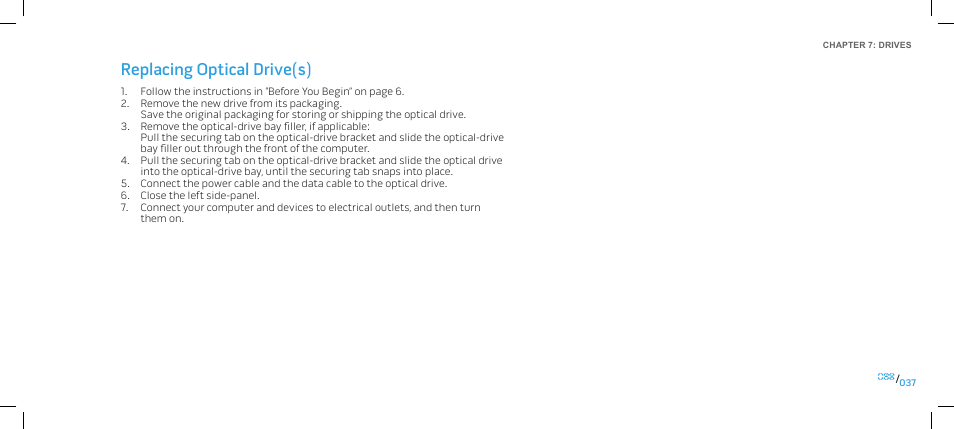 Replacing optical drive(s) | Dell Alienware Area-51 ALX (Late 2009) User Manual | Page 37 / 103