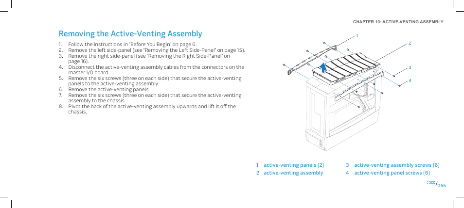 Removing the active-venting assembly | Dell Alienware Area-51 ALX (Late 2009) User Manual | Page 55 / 103