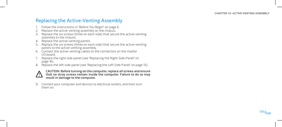 Replacing the active-venting assembly | Dell Alienware Area-51 ALX (Late 2009) User Manual | Page 56 / 103