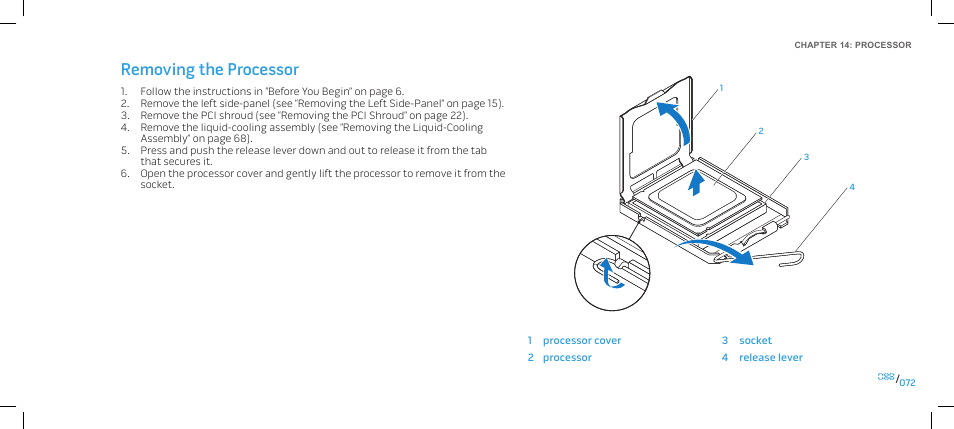 Removing the processor | Dell Alienware Area-51 ALX (Late 2009) User Manual | Page 72 / 103