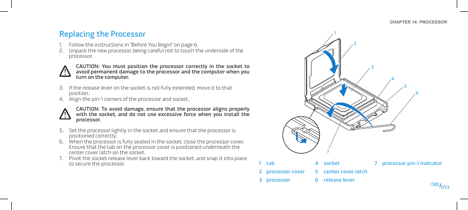 Replacing the processor | Dell Alienware Area-51 ALX (Late 2009) User Manual | Page 73 / 103