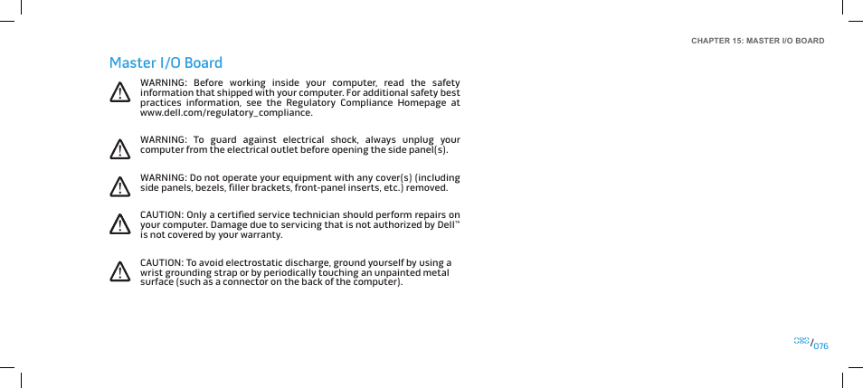 Master i/o board | Dell Alienware Area-51 ALX (Late 2009) User Manual | Page 76 / 103