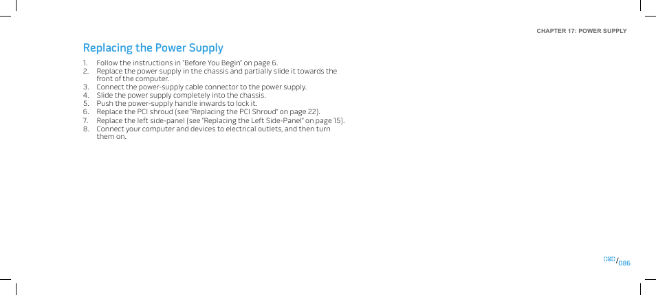 Replacing the power supply | Dell Alienware Area-51 ALX (Late 2009) User Manual | Page 86 / 103