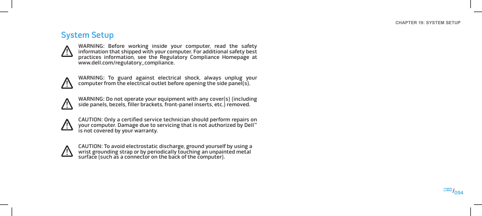 System setup | Dell Alienware Area-51 ALX (Late 2009) User Manual | Page 94 / 103