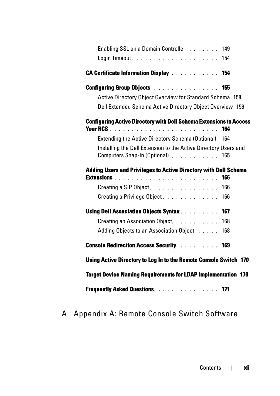 A appendix a: remote console switch software | Dell KVM 2161DS User Manual | Page 11 / 244
