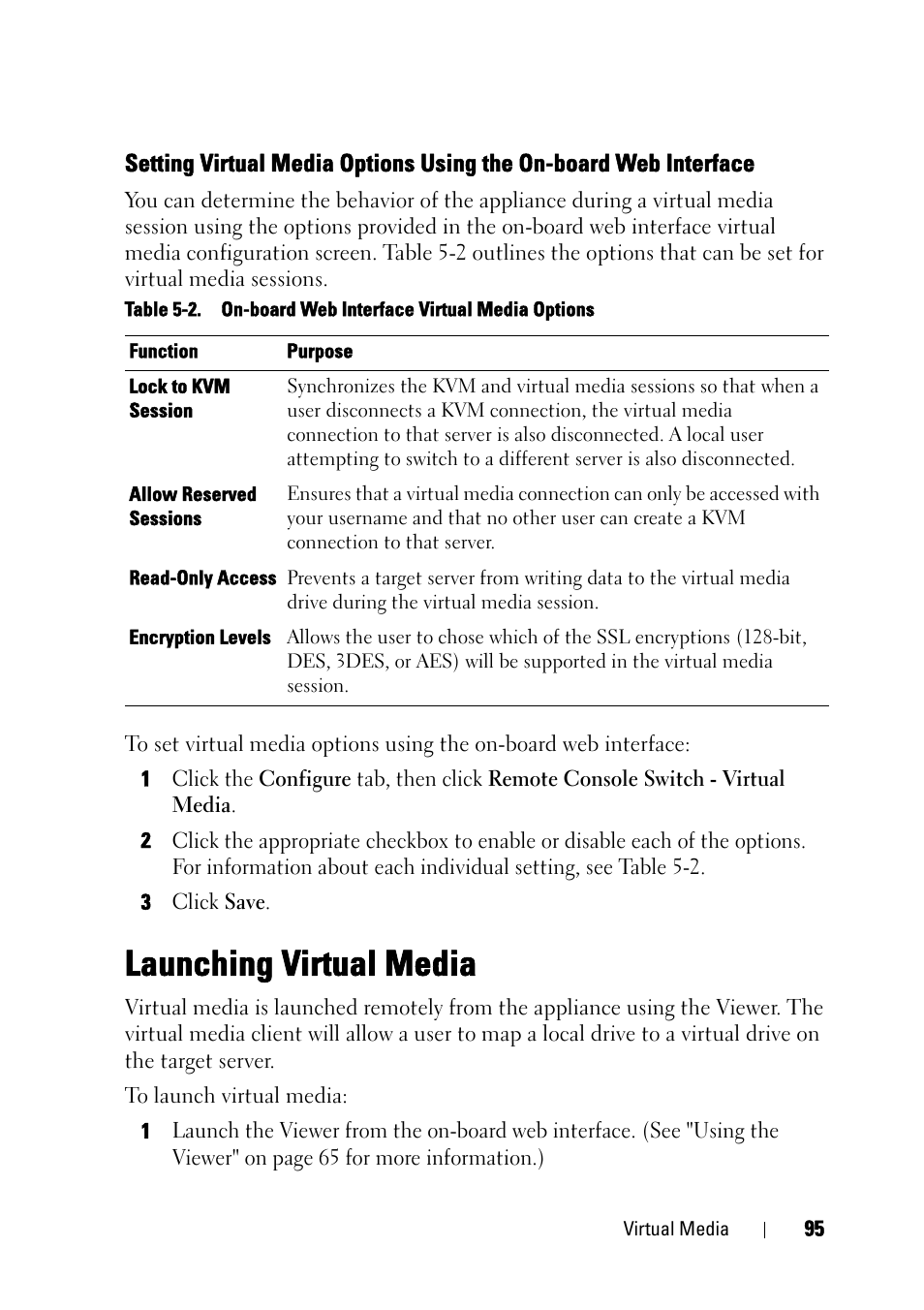 Launching virtual media | Dell KVM 2161DS User Manual | Page 111 / 244