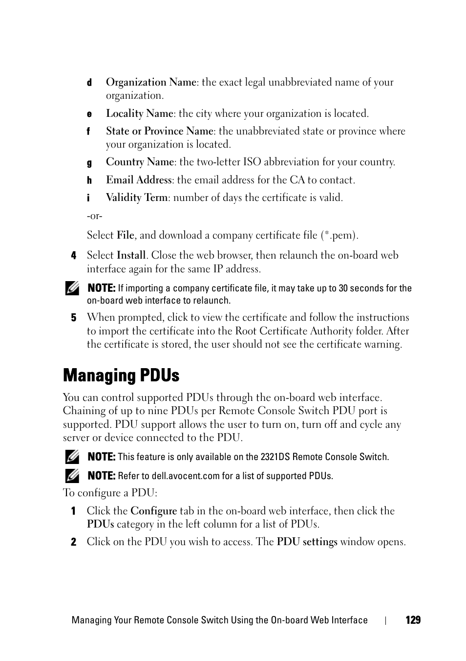 Managing pdus | Dell KVM 2161DS User Manual | Page 145 / 244